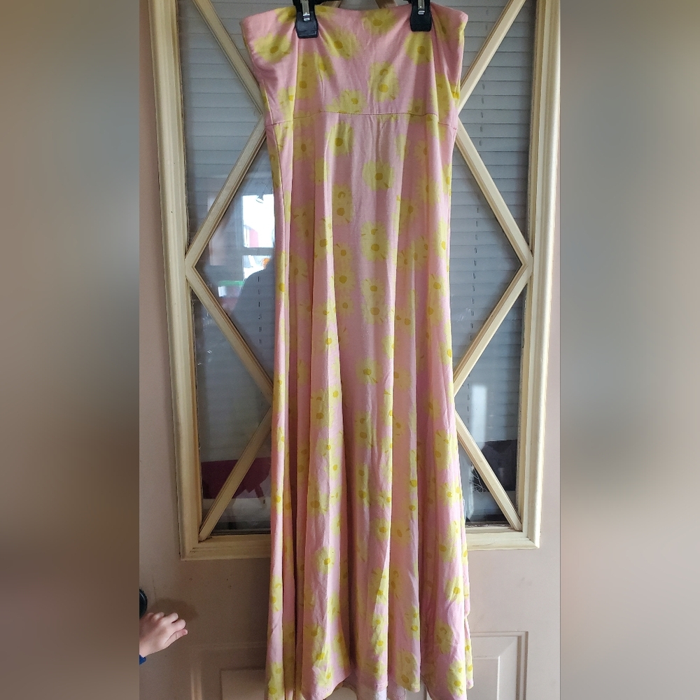 Lularoe Pink and Yellow Floral, Daily Maxi Skirt, Lightweight, Stretch